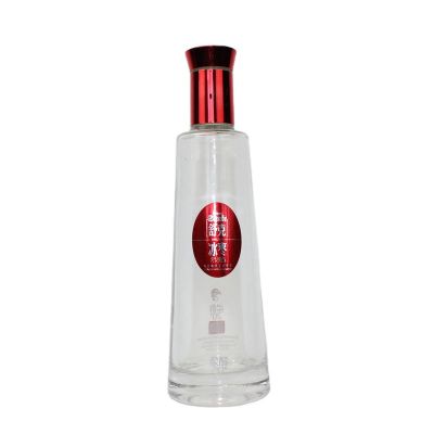 Custom 400ml empty transparent vodka whiskey glass liquor brandy bottle with cap