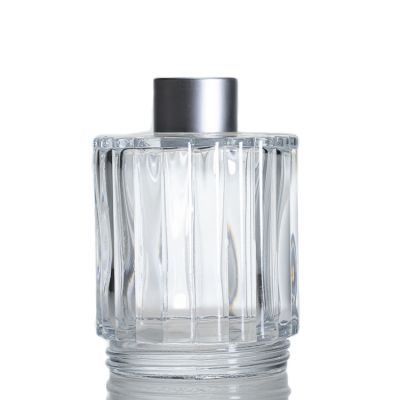 Manufacturer Diffuser Glass Bottle Empty Embossed 200ml Diffuser Cylinder Aroma Bottle 