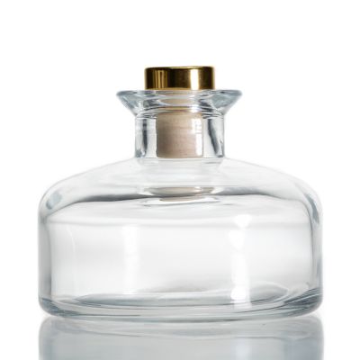 New Design Luxury Clear Round Reed Diffuser Glass Bottle 200ml With Cork