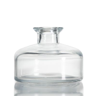 Empty Clear Round Glass Fragrance 200ml Reed Diffuser Bottle With Cork