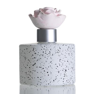 Decorative Aromatherapy Bottle Cylinder Empty White 200ml Diffuser Bottle With Dots 
