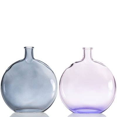 Colored Flat Round Glass Bottle Aromatherapy Gray Empty 500ml Reed Diffuser Bottles