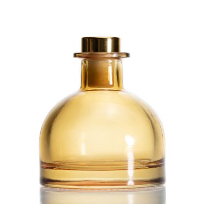 Custom Aromatherapy Bottle Orange 90ml Glass Round Diffuser Aroma Bottle With Cork 