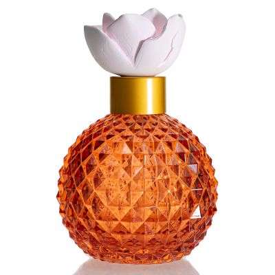 Luxury Round Ball Orange Empty Aroma 200ml Glass Reed Diffuser Bottle