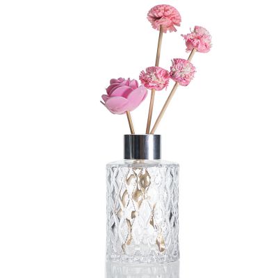 Luxury Round Embossed Aroma Glass Reed 150ml diffuser bottle With Cork 