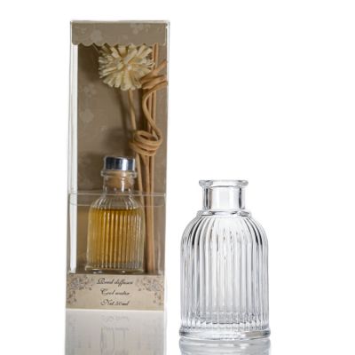Home Reed Diffuser Packaging Embossed 100ml Clear Glass Empty Aroma Diffuser Bottles
