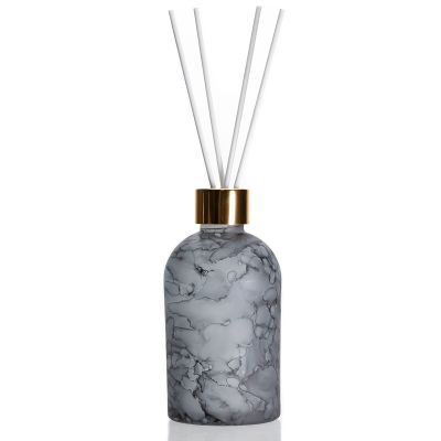 Custom Round 220ml Grey Glass Empty Aroma diffuser bottlesFor Home Decoration 