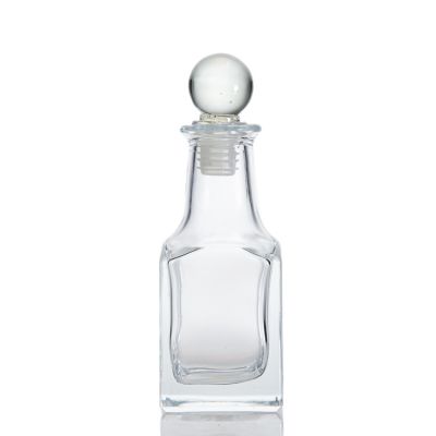 Custom Unique Fragrance Bottle 80ml Glass Aroma Square Diffuser Bottle With Cork