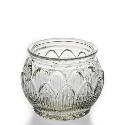Custom Clear 100 ml Decorative Candle Jar Crystal Glass Tealight Candle Holder For Sale