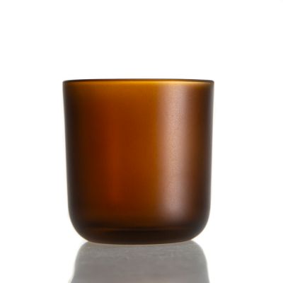 Factory Direct 200ml Cylinder Round Candle Holder 6oz Glass Amber Candle Jars
