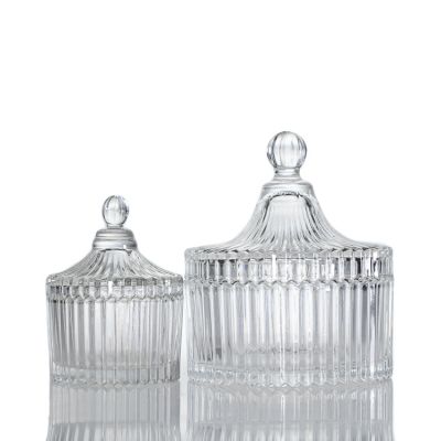Wholesale 80ml 3oz Embossed Cylinder Glass Candle Holder 8oz Empty Candle Jar With Glass Lid