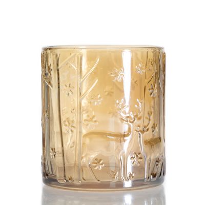 Factoy Directly Luxury Colors Empty Glass Candle Cup Holder Round Translucent Candle Jar