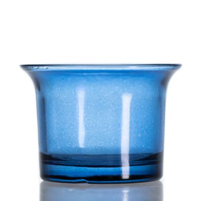 Wholeasle Round 50 ml Glass Blue Candle Jars Cup Small Tea Light candle holder 