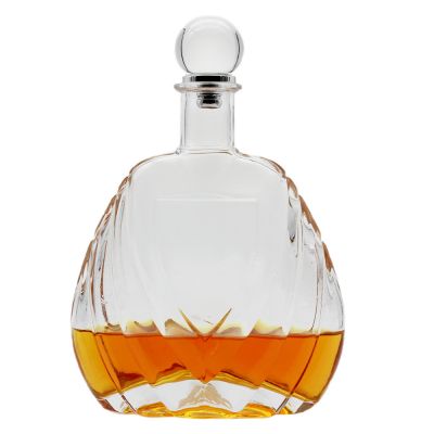 Extra white flint glass fancy brandy whisky xo glass bottles 700ml with glass cap