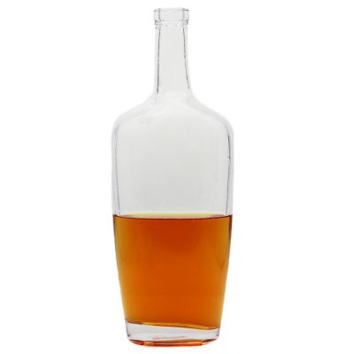 Wine bottles oblate shape glass bottle for whisky brandy bottle 750ml wholesale