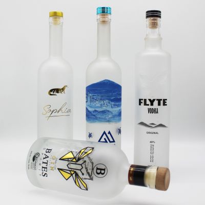 frosted vodka bottle customized deep processed vodka glass bottle frosting spraying for alcohol vodka bottles 