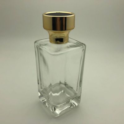 Tall Rectangle clear glass perfume bottle 100ml with gold cap