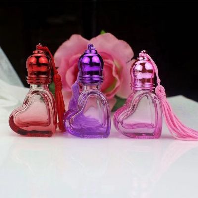 5ML tinted peach heart-shaped perfume small empty refill decorative roll on essential oil bottle perfume roller ball bottle