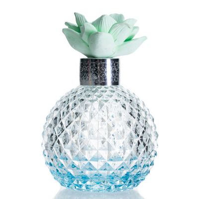 Diamond Glass Aroma Diffuser Bottle 200ml Reed Diffuser Bottle With Gypsum Flowers