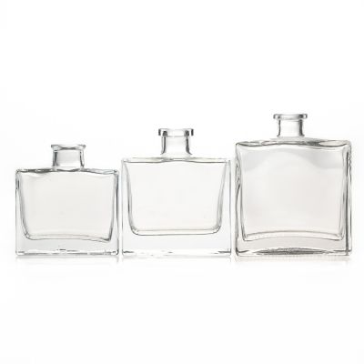 Transparent Fragrance Diffuser 150ml Rectangular Glass Reed Diffuser Bottle With Stopper