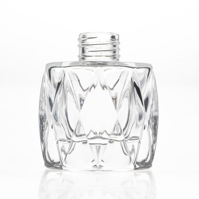 Crystal Engraving Room Fragrance Bottles 80 ml Perfume Bottle Glass Reed Diffuser Bottles with Screw Lids