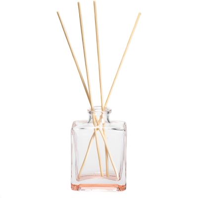 Factory Price 120ml Square Orange Clear Aromatherapy Reed Diffuser Oil Glass Bottle with cork