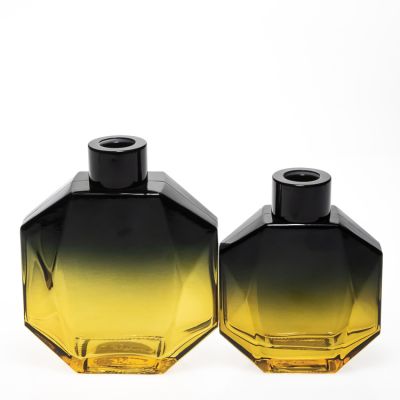 Unique design hexagonal shape colorful 28mm neck fragrance perfume bottle 100ml glass diffuser bottles