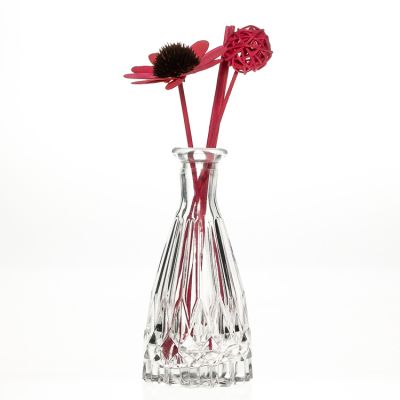 Engraving Crystal Home Decor Glass Vase 130ml Fragrance Perfume Reed Diffuser Glass Bottles for Aroma