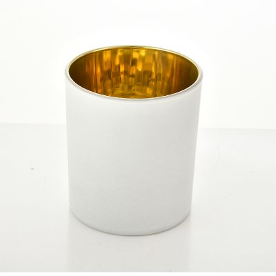 2021 hot straight round empty candle holders luxury candle jars matte outside electroplate inside with lid