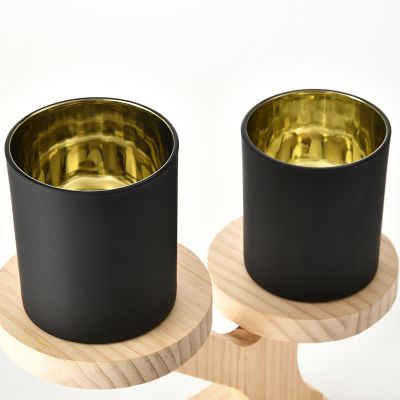 Personal customized empty candle holders luxury candle jars colorful glossy/matte outside, electroplate inside with lid