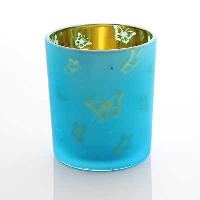 Glass candle jars high quality butterfly pattern glass candle holders gift for Christmas festival