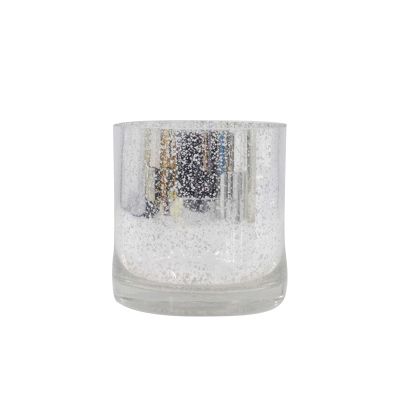 Mescente electroplating silver glass votive candle holders geometric for home decor