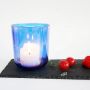 holographic empty candle containers blue candle tumbler with wooden lid bamboo lid
