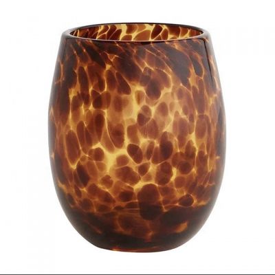wholesale egg shape leopard handmade amber black tortoise candle holders for making candle 15oz