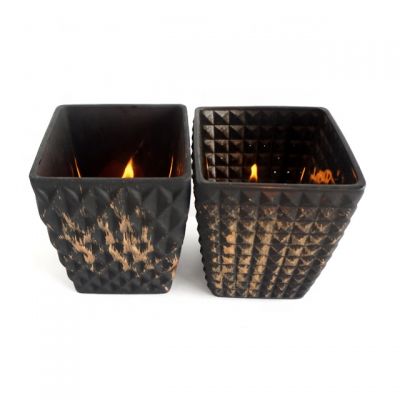 Conical Shaped Candle Jars black custom design square candle holders with colorful lids