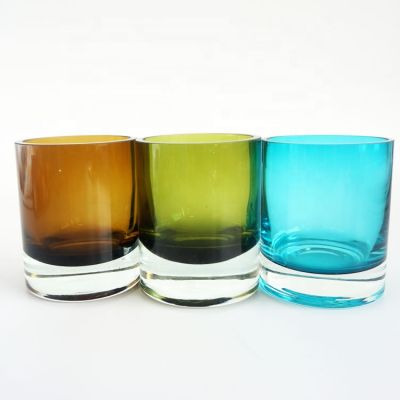 vintage candle glass jars blue green amber empty candle holders for Party Hotel home
