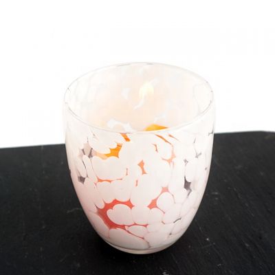 Unique White Spots Design Handmade 9oz Artistic Glass Candle Jars and candle holders