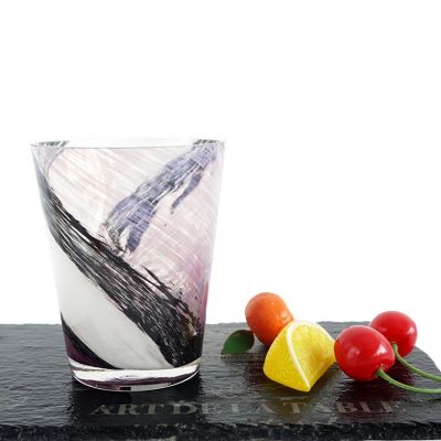 Wholesale 320ml handmade glass candle jar luxury artistic swirl candle tumbler for candle