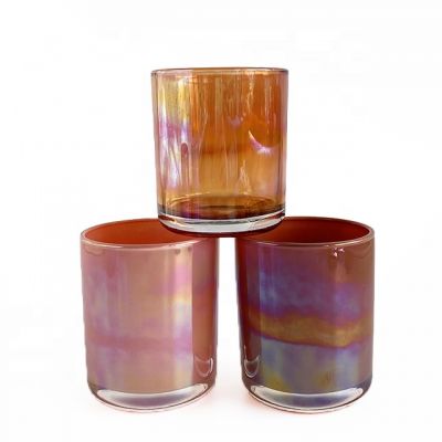 Personalized Decorative Luxury Shiny Pink Candle Jars 15oz 16oz with bamboo lids