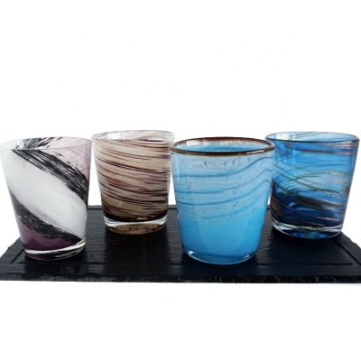 Wholesale Custom Premium swirl design handmade and mouth blown glass candle jars
