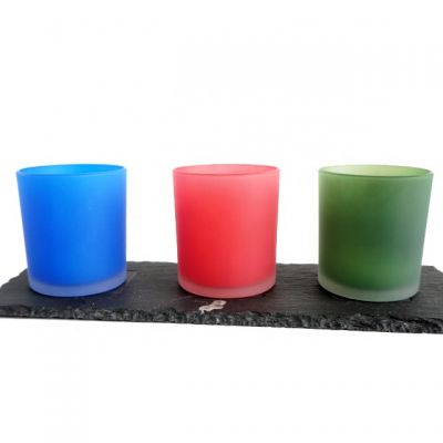 new design 200ml empty candle jars red blue green frosted color with custom gift box