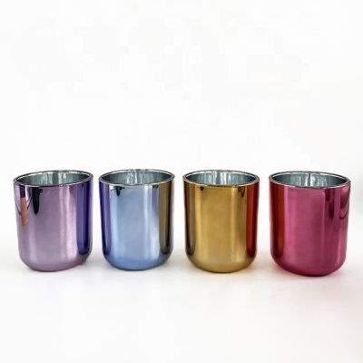 16oz luxury electroplating empty glass candle jar for home decorative