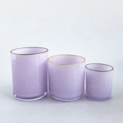 2020 hot sale opaque color purple glass candle jars