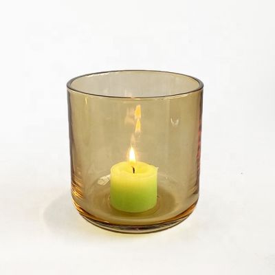 500ml amber translucent empty glass candle vessels with silver rim