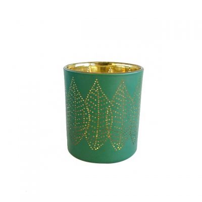 Popular Laser Engrave Green Candle Holders decorative glass candle containers 6oz