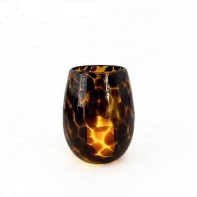 Egg Shaped Custom Unique Hand Made Amber Glass Candle Holder