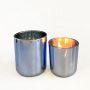 Electroplating Shiny Blue Glass Candle Jar With Lid