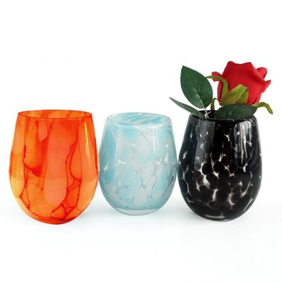 new design handmade black blue orange yellow amber leopard egg candle jars 16oz candle container