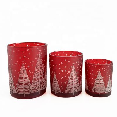 Luxury Laser Engraved Red Glass Candle Holders For New Year