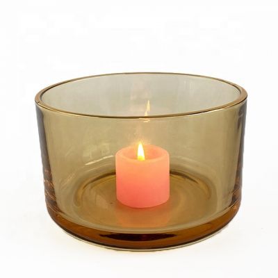 650ml big capacity popular translucent amber glass candle jars